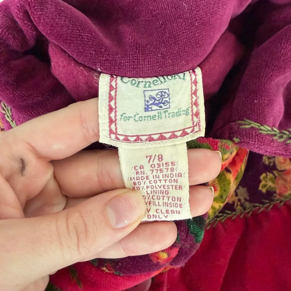 Vintage Cornelliani Velvet Cotton Blend Patchwork Jacket Size 7/8‎